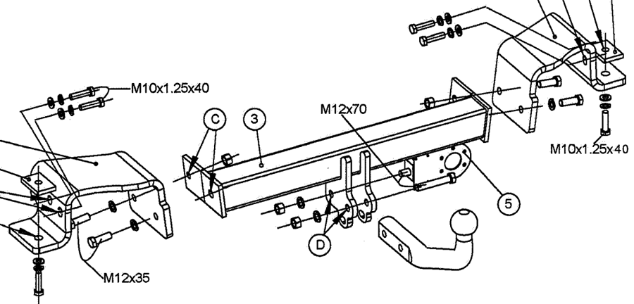 Фаркоп BOSAL 027-751 для Hyundai Trajet 00- Фаркоп BOSAL 027-751 для Hyundai Trajet 00-