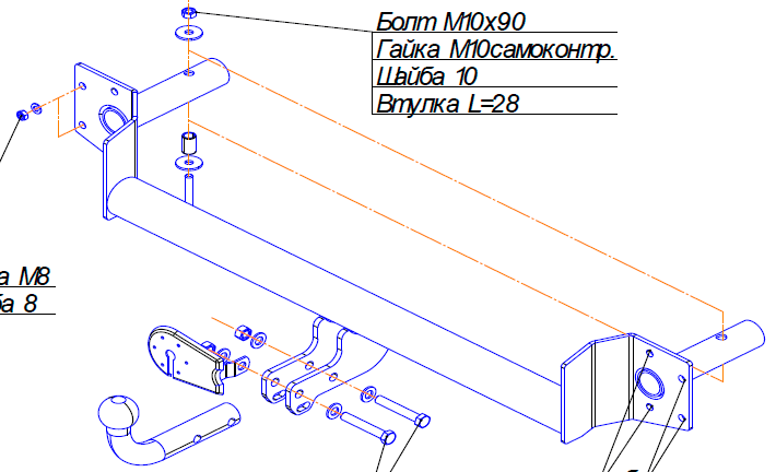 Фаркоп VFM 1216A для ВАЗ (LADA) 2113 / 2114 / 2115 Фаркоп VFM 1216A для ВАЗ (LADA) 2113 / 2114 / 2115