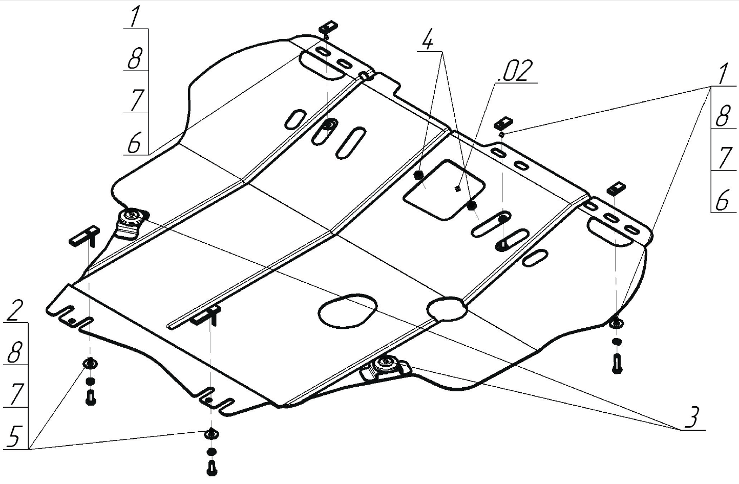 Защита двигателя и КПП Мотодор 00747 для Ford Focus II / III / Volvo S40 04-