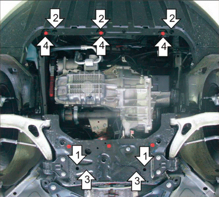 Защита двигателя и КПП Мотодор 00747 для Ford Focus II / III / Volvo S40 04-