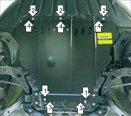 Защита двигателя и КПП Мотодор 00747 для Ford Focus II / III / Volvo S40 04-