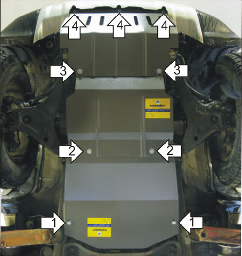 Защита радиатора / пер. дифференциала / двигателя / КПП Мотодор 01331 для Mitsubishi Pajero Sport 08-