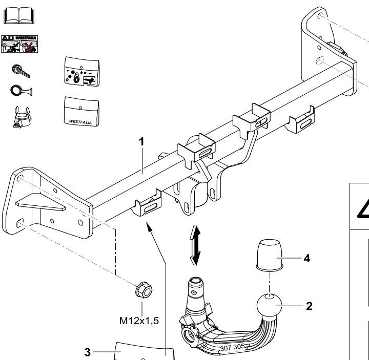 Фаркоп WESTFALIA 303352600001 для BMW 3ER сед F30 / ун F31 12-, 4ER купэ F32 13- / кабри F33 / купэ F36 14-