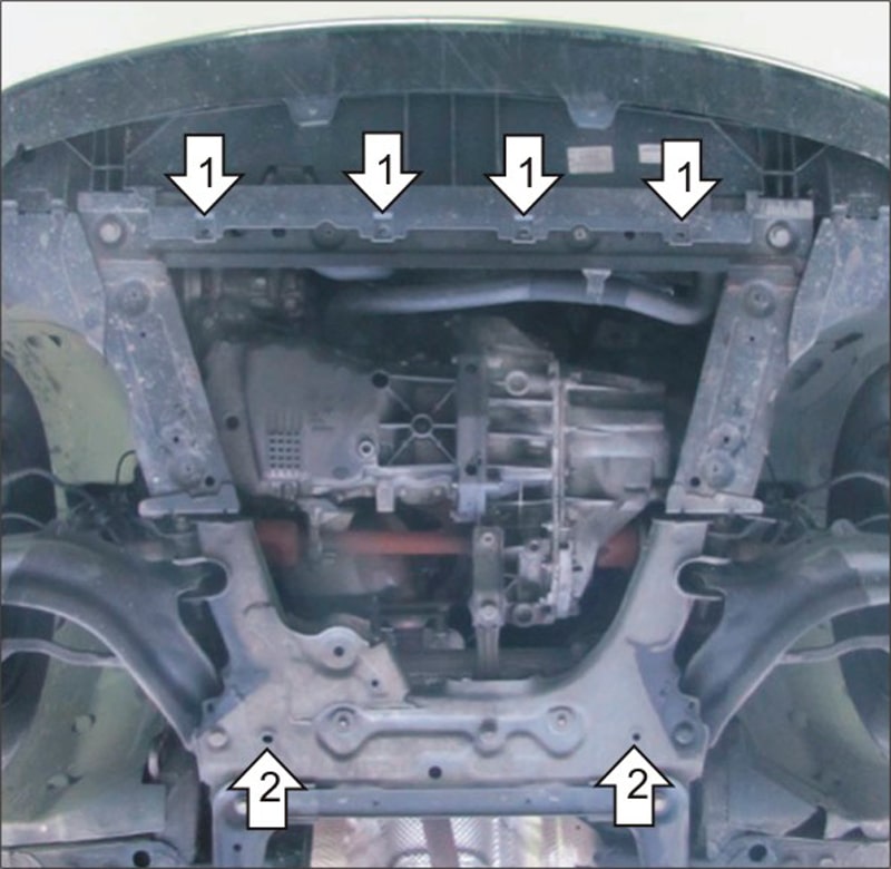 Как крепится защита картера на рено логан