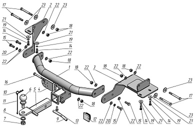 Фаркоп ЛИДЕР ПЛЮС H230-E для HYUNDAI SANTA FE 4